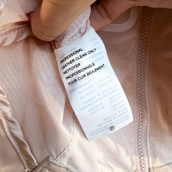 Blanc Noir Light Pink Leather Mesh Bohemian Lace Up Back Full Zip Moto Jacket L - Picture 14 of 14